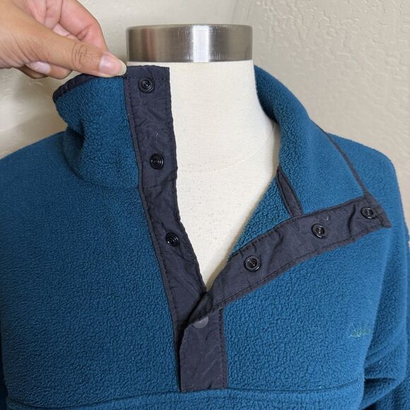 Vintage Cabelas Fleece Snap Pullover Unisex Medium Teal Polartec Sweater Outdoor - Picture 9 of 12